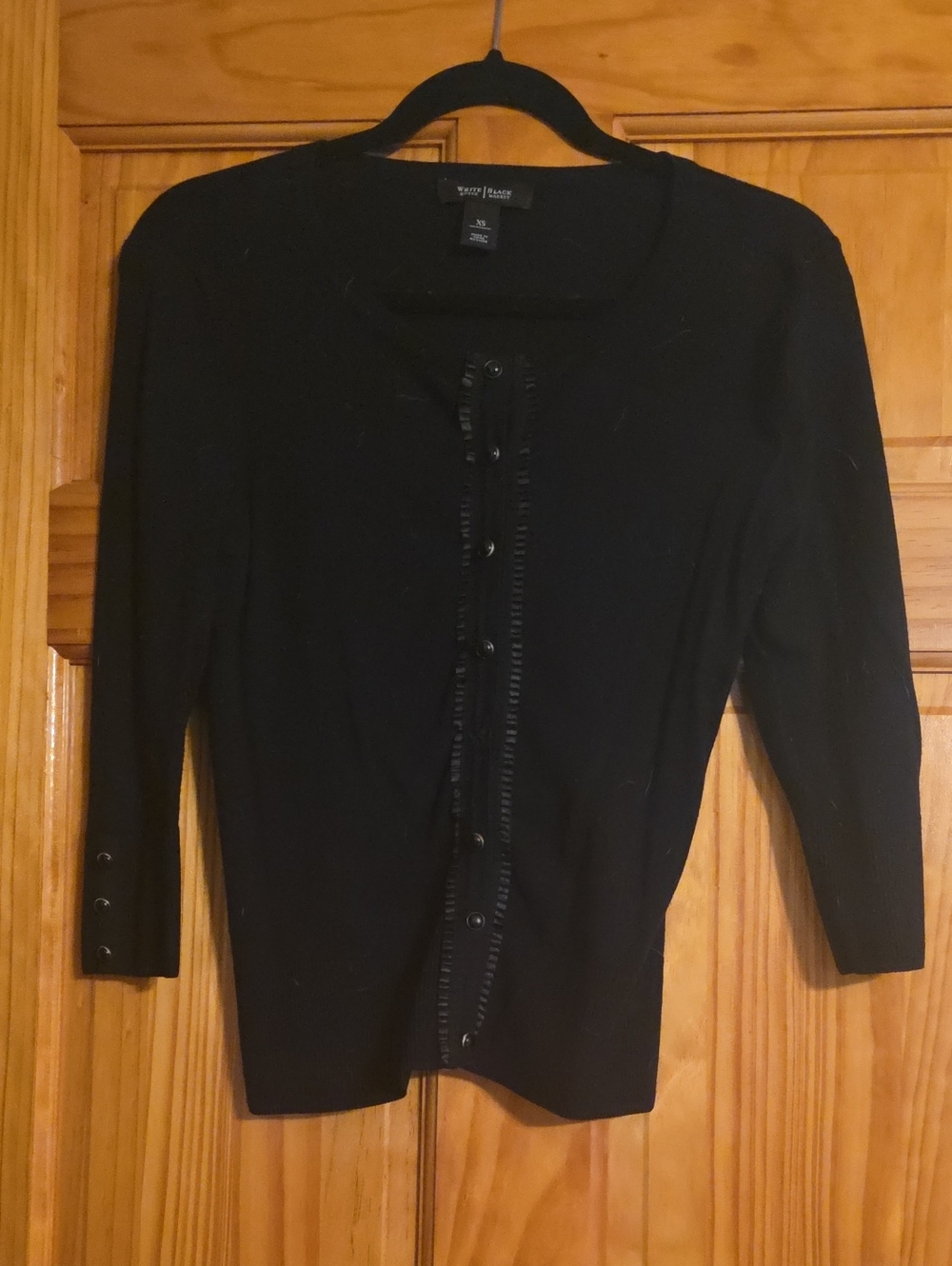 White house black market Black Ruffle-Trim Button Cardigan